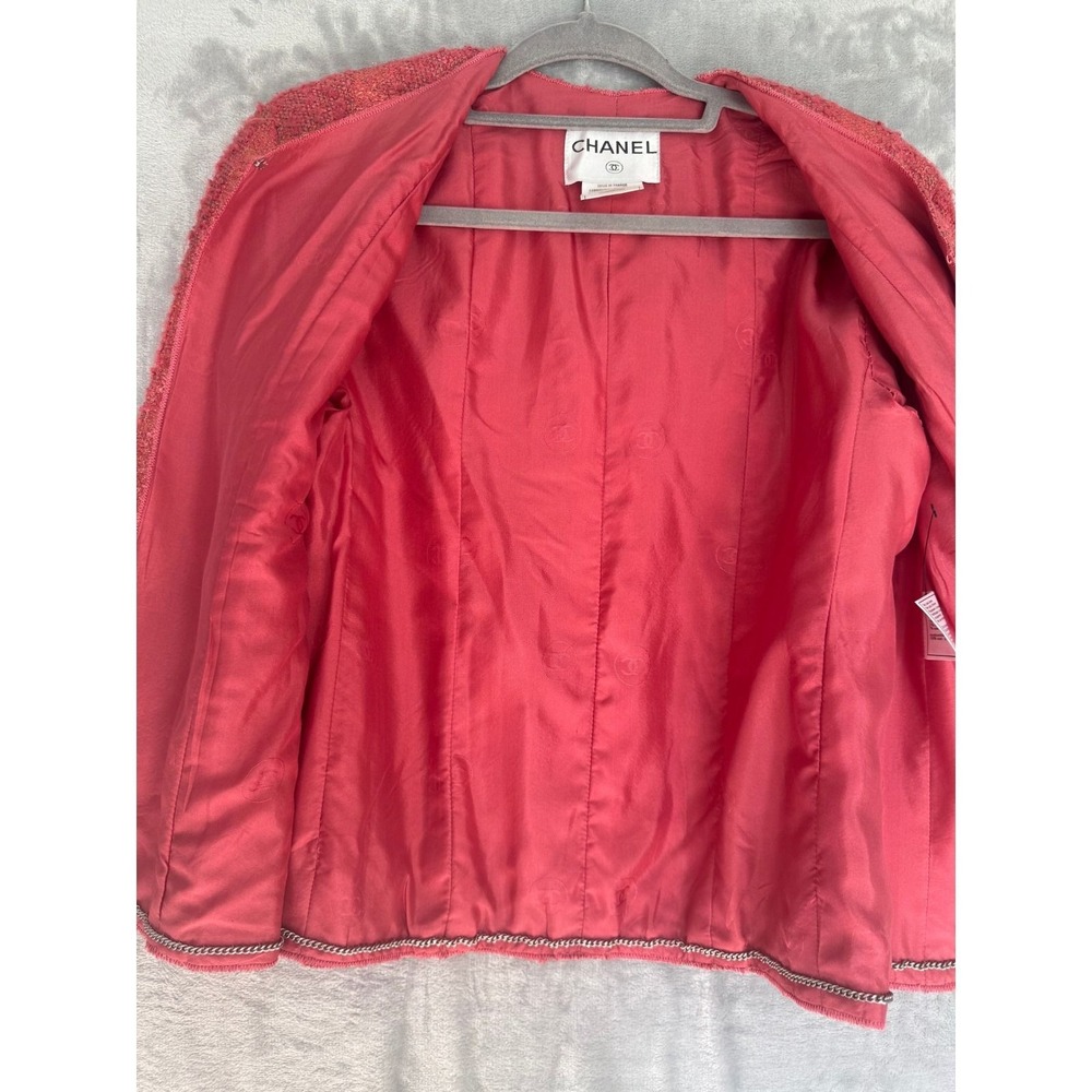 Chanel 99P Pink Salmon Metallic Tweed Belted Jacket P13210V07517 FR 40 US 4 6 8 - Picture 11 of 12